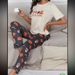 New Festive Pumpkin and Football Pajama Set